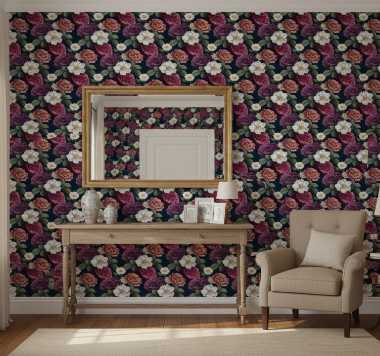 Behangpapier gang elegante bloem compositie - TenStickers
