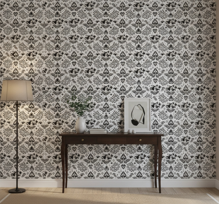 Behangpapier gang elegante bloemenelementen - TenStickers