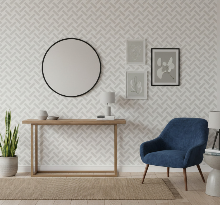 Behangpapier gang geometrisch wit vierkant patroon - TenStickers