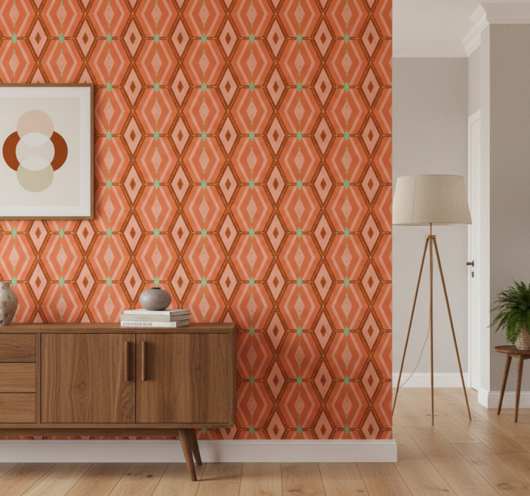 Behangpapier gang geometrische herfsttinten jaren 30 - TenStickers