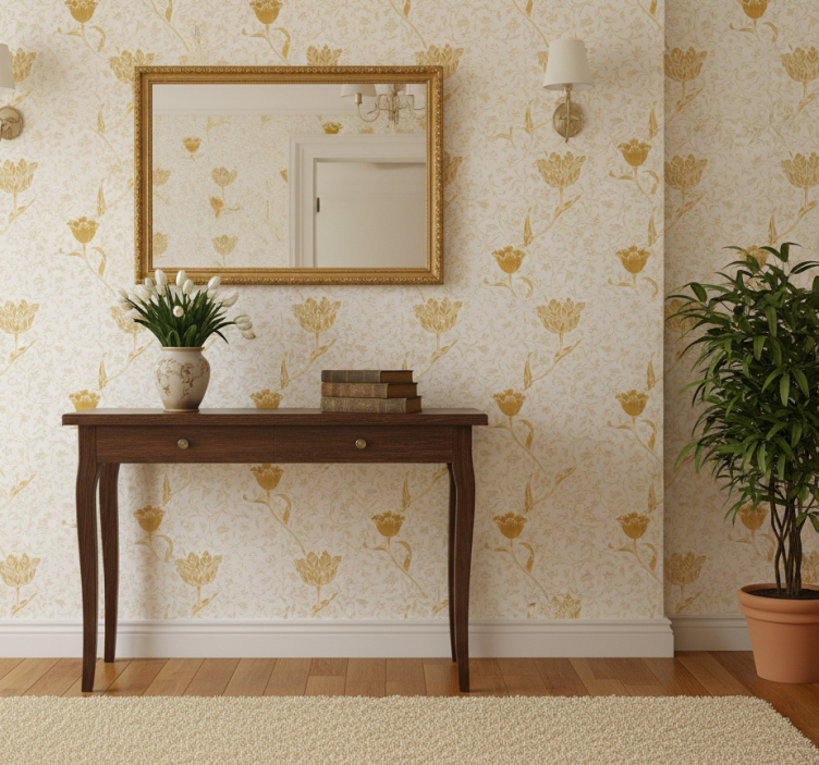 Behangpapier gang gouden elegant patroon - TenStickers