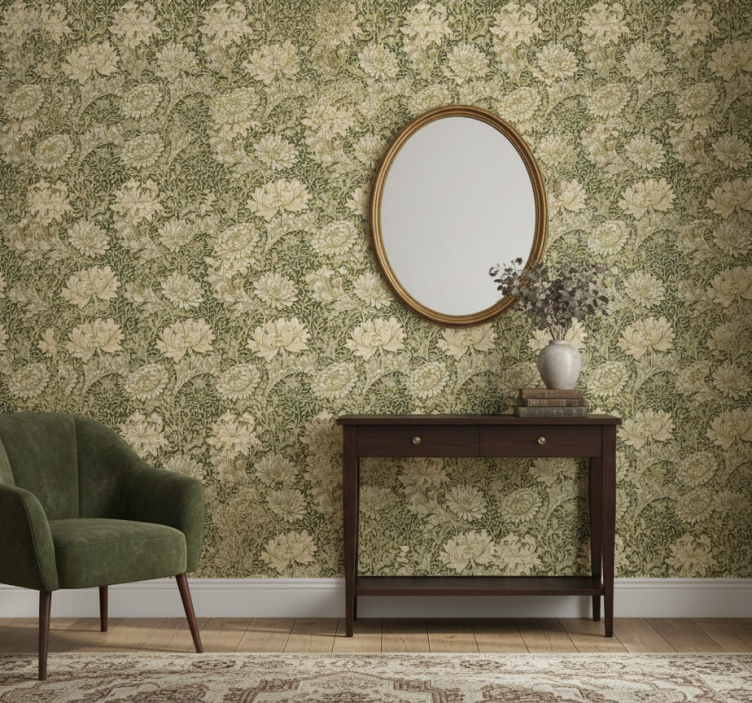 Behangpapier gang moderne stijl chrysant - TenStickers