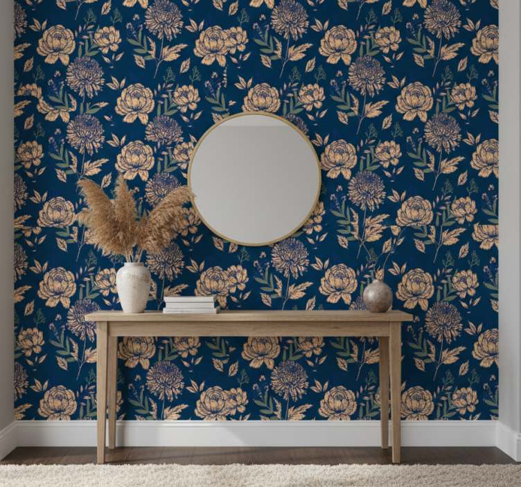 Behangpapier gang navy elegant patroon - TenStickers