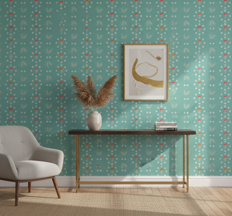Behangpapier gang turquoise thema samenstelling - TenStickers