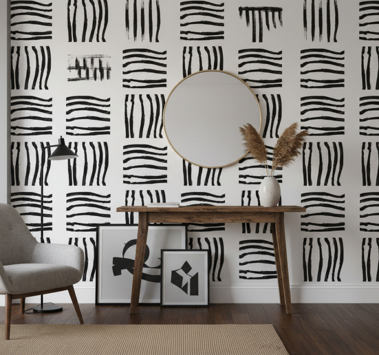 Behangpapier gang zwart-witte strepen - TenStickers
