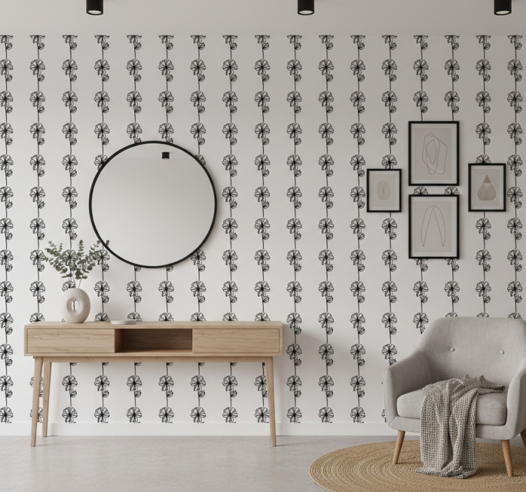 Behangpapier gang zwarte verticale bloemen - TenStickers