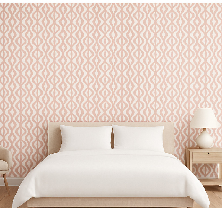 Behangpapier hoofdslaapkamer dusty rose ikat geometrisch - TenStickers