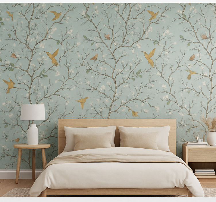 Hoofd slaapkamer behang papier elegant lente - TenStickers