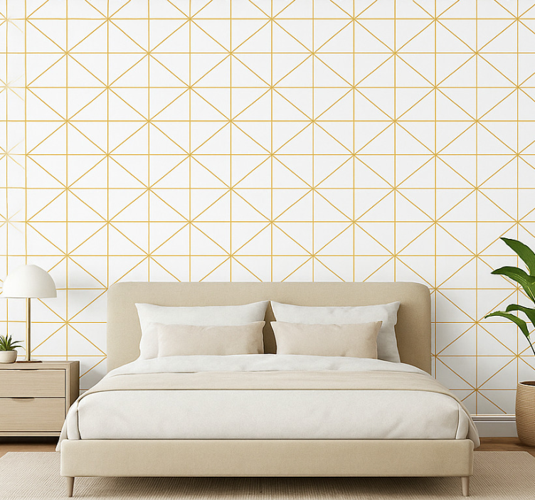 Behangpapier hoofdslaapkamer gouden geometrisch - TenStickers