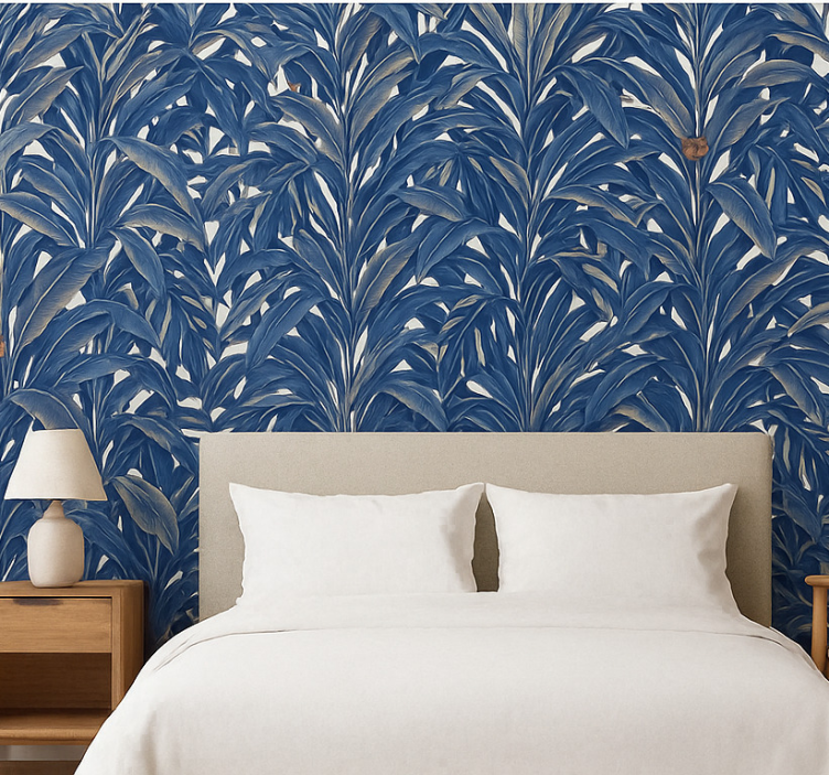 Behangpapier hoofdslaapkamer lush indigo jungle - TenStickers