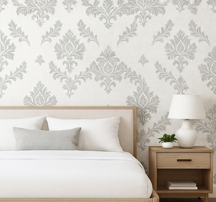 Slaapkamer behang metallic zilver design - TenStickers