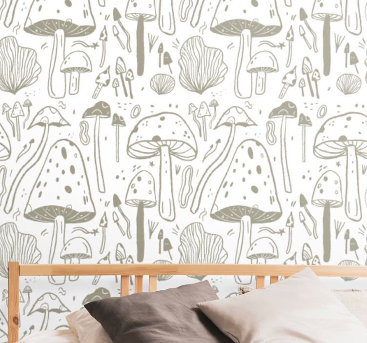 Behangpapier hoofdslaapkamer paddenstoelen illustraties - TenStickers