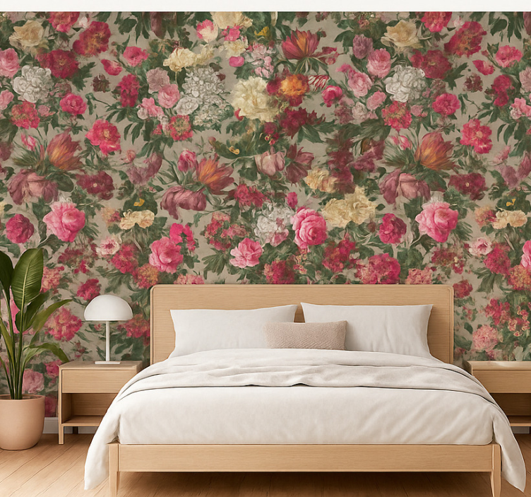 Behangpapier hoofdslaapkamer vintage bloemen - TenStickers