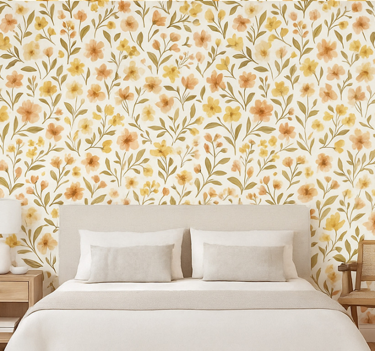 Behangpapier hoofdslaapkamer vintage bloemen floraal - TenStickers
