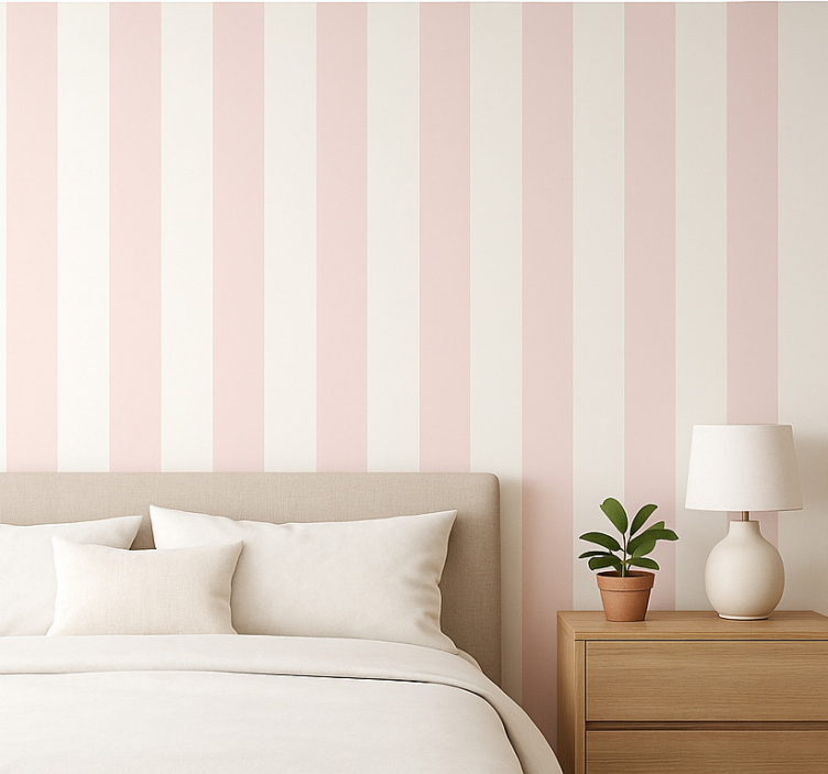 Behangpapier hoofdslaapkamer zachte blush streep - TenStickers