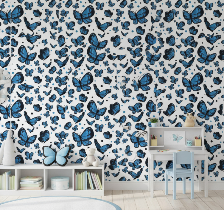 Behangpapier kinderkamer blauwe vlinder - TenStickers