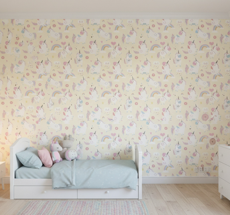 Behangpapier kinderkamer eenhoorns in het wonderland - TenStickers