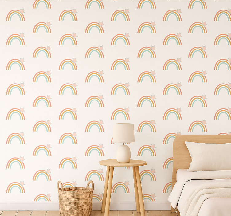 Behangpapier kinderkamer eenvoudig regenboogpatroon - TenStickers