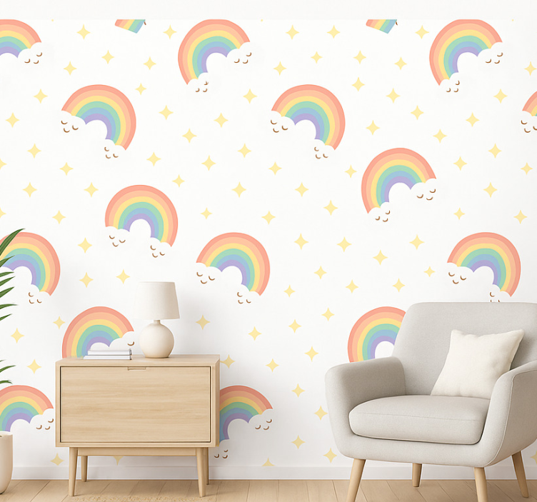 Behangpapier kinderkamer kids regenboog - TenStickers