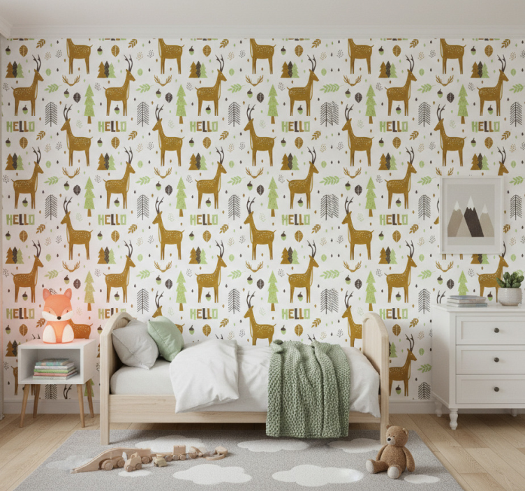 Behangpapier kinderkamer nordic forest groet - TenStickers