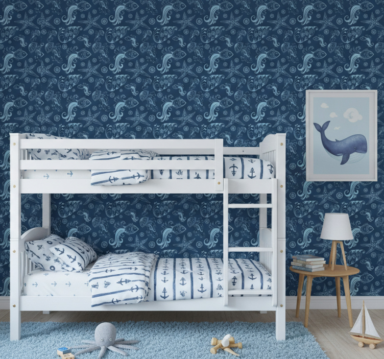 Behangpapier kinderkamer oceaan fauna patroon - TenStickers