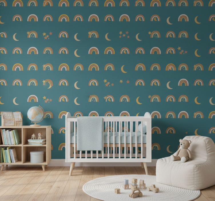 Behangpapier kinderkamer regenbogen en sterren - TenStickers