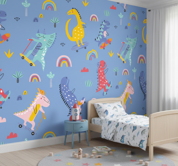 Behangpapier kinderkamer skateboard scène - TenStickers