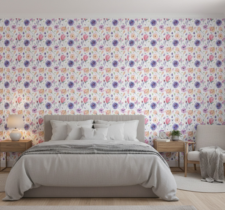 Behangpapier slaapkamer bloemenpracht patroon - TenStickers