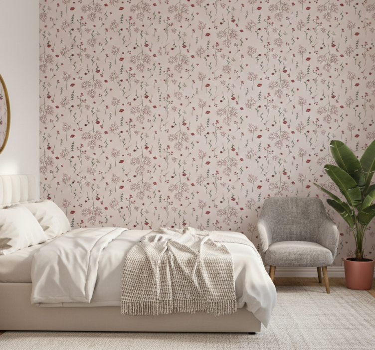 Behangpapier slaapkamer bloemenprint patroon - TenStickers