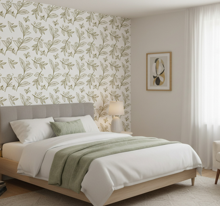 Behangpapier slaapkamer elegant blad embleem - TenStickers