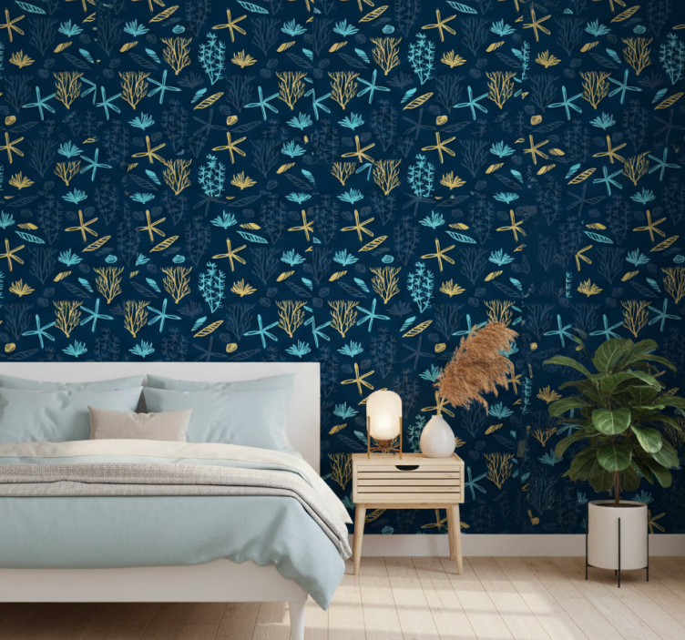 Behangpapier slaapkamer kleurrijk zeebodemdesign - TenStickers