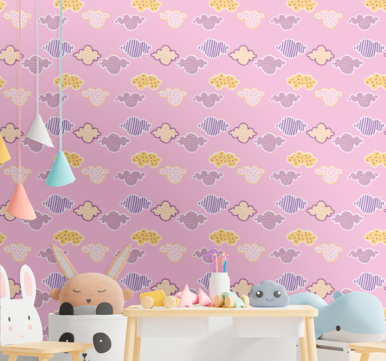 Bewolkte luchten patroon babykamer behang - TenStickers