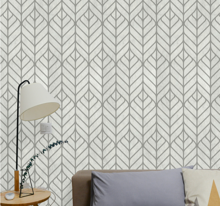 Blad geometrisch ontwerp behang woonkamer - TenStickers