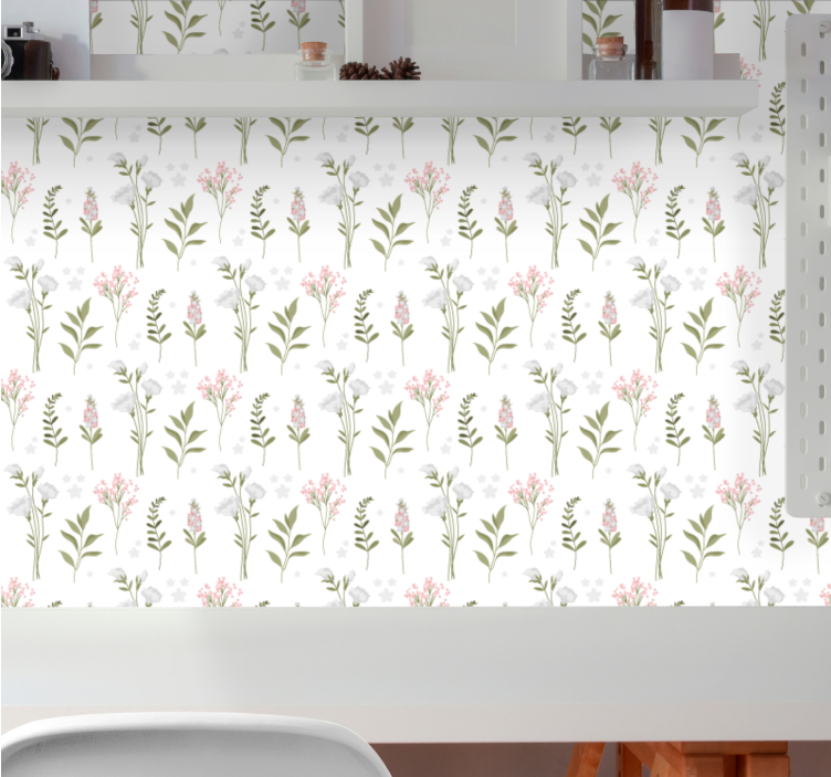Bloemen behang bloemige elegant patroon - TenStickers