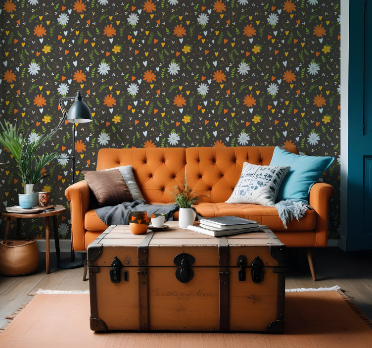 Bloemen behang bloemige vreugde motief - TenStickers