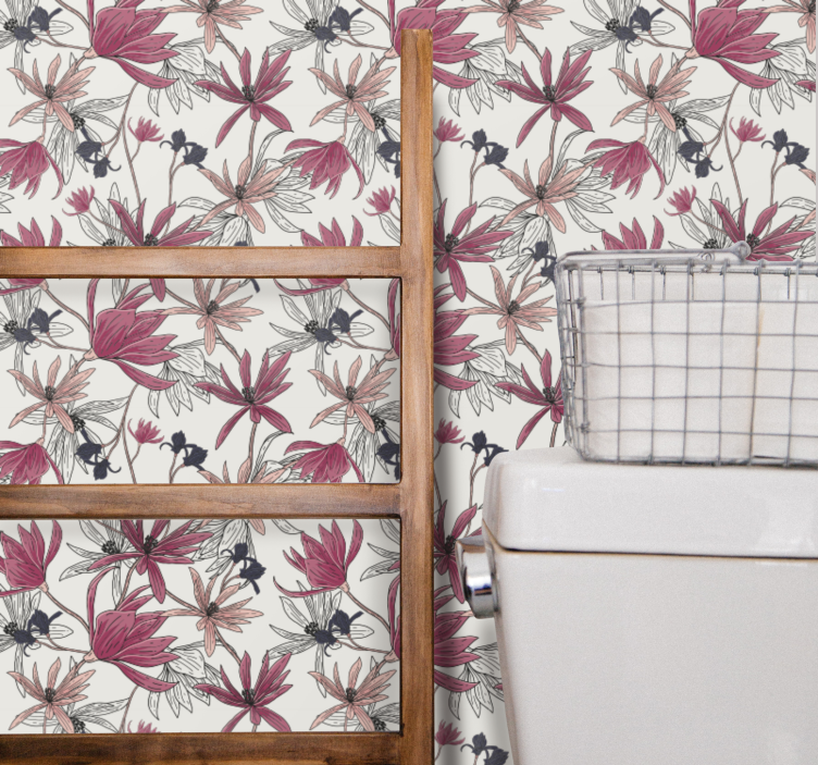 Bloemen behang botanische bloemenweergave - TenStickers