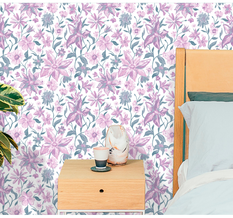 Bloemen behang voor een bloemrijke slaapkamer sfeer - TenStickers