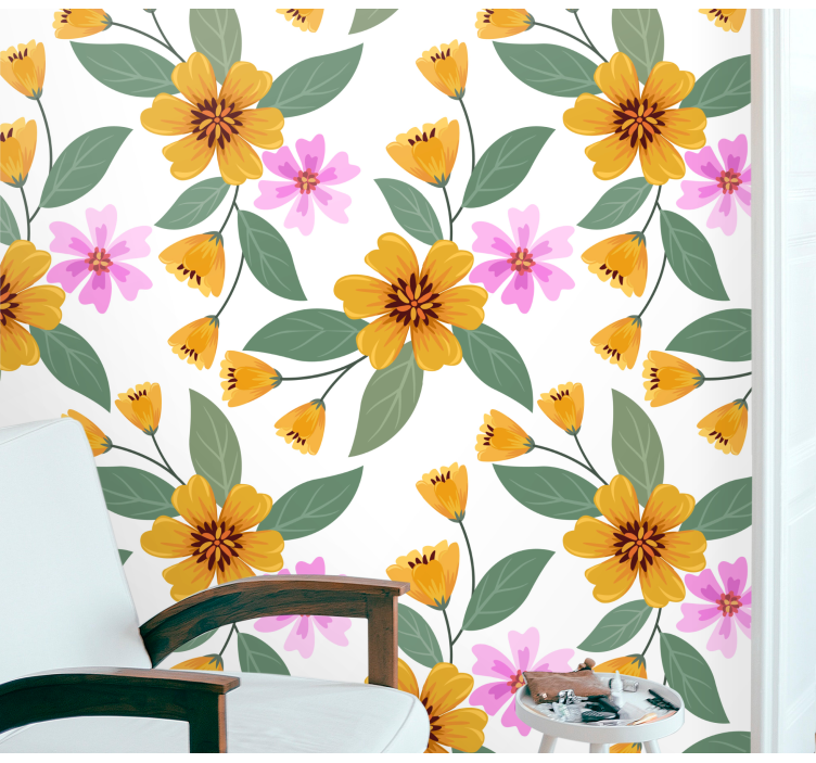 Bloemenovervloed bloemen behang - TenStickers