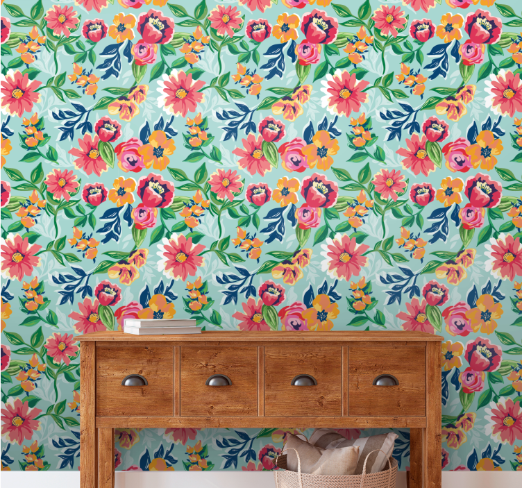 Bloementuin ontwerp bloemen behang - TenStickers