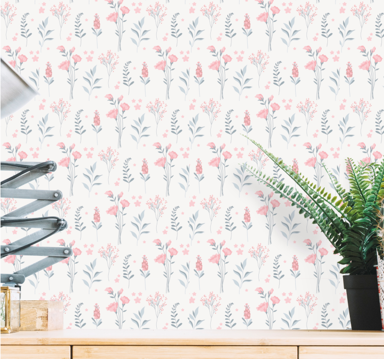 Bloementuin stijl bloemen behang - TenStickers