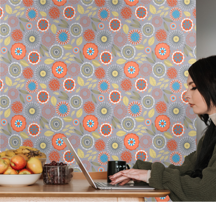 Bloemenuitbarsting bloemen behang - TenStickers