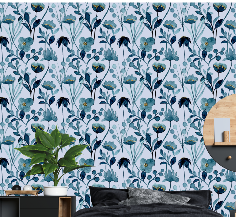 Bloemige botanische elegantie bloemen behang - TenStickers