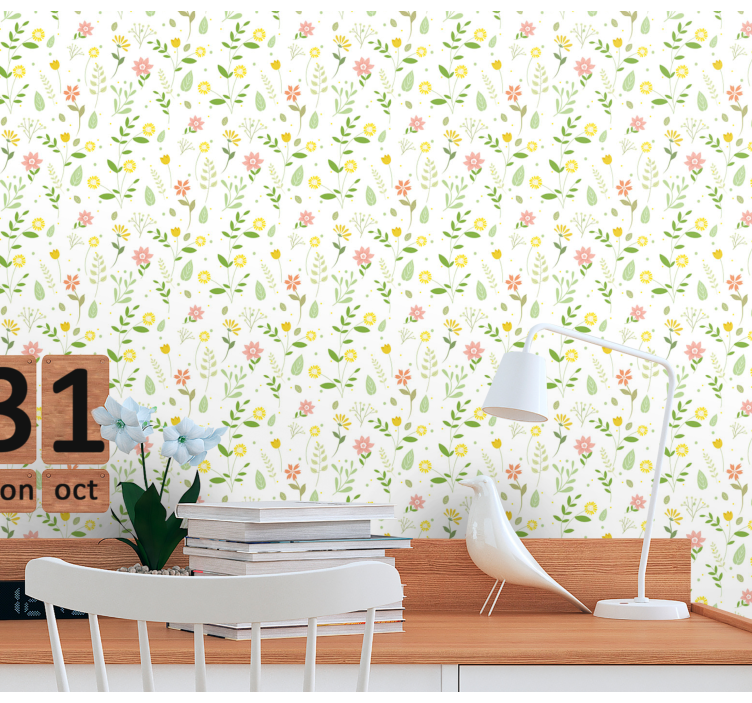 Bloemige lente bloemen behang - TenStickers
