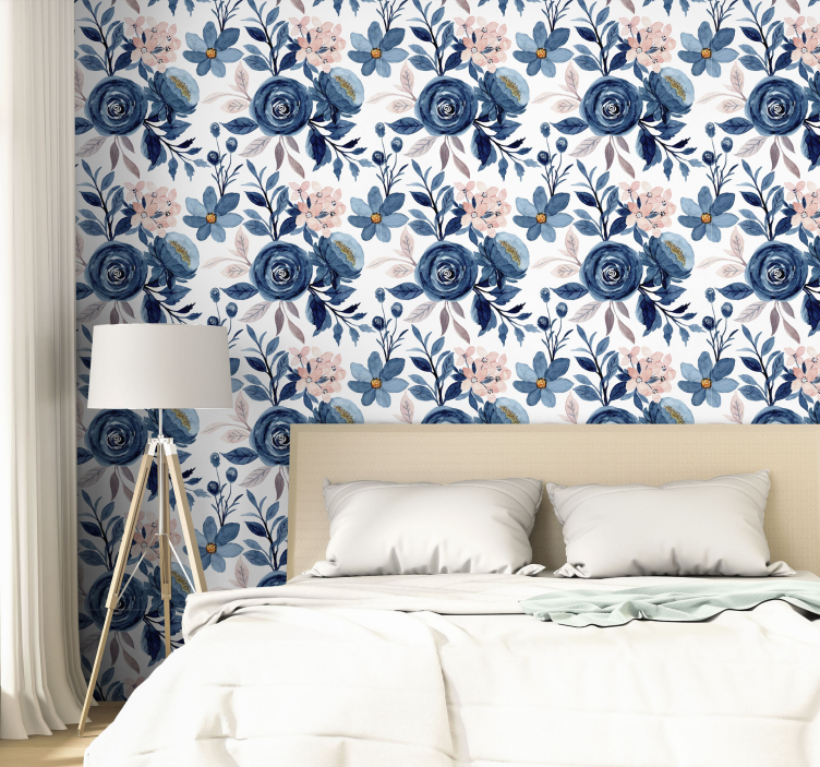 Bloemige slaapkamer elegantie bloemen behang - TenStickers