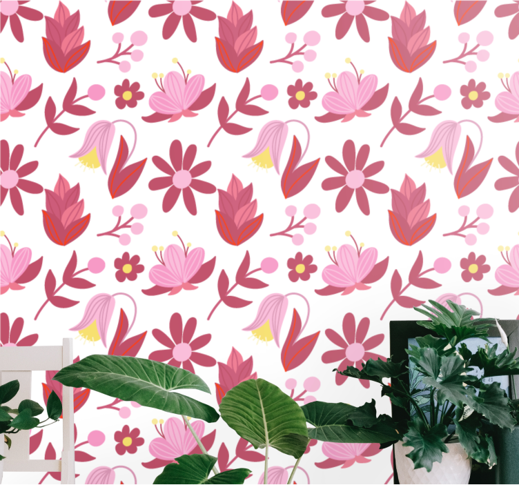 Roze boeket arrangement behang bloemsierkunst - TenStickers