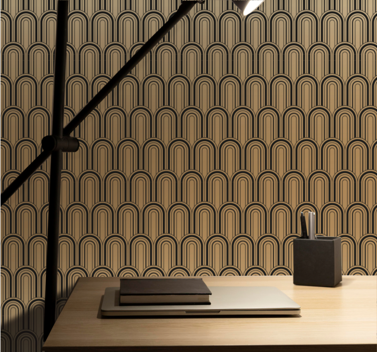 Bruin boogpatroon ontwerp behang geometrisch - TenStickers