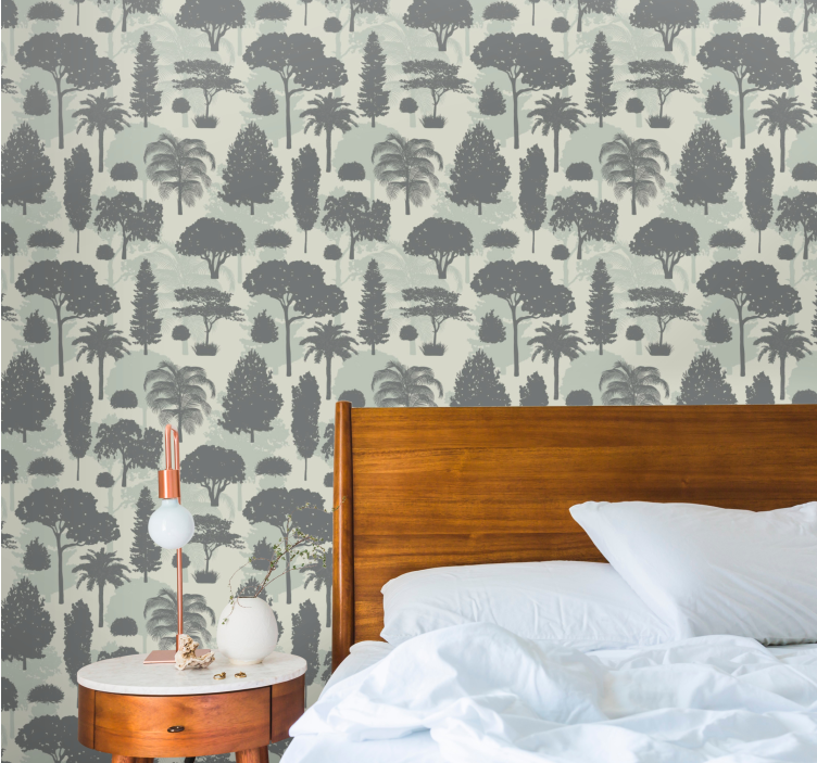 Boom silhouet patroon landschap behang - TenStickers