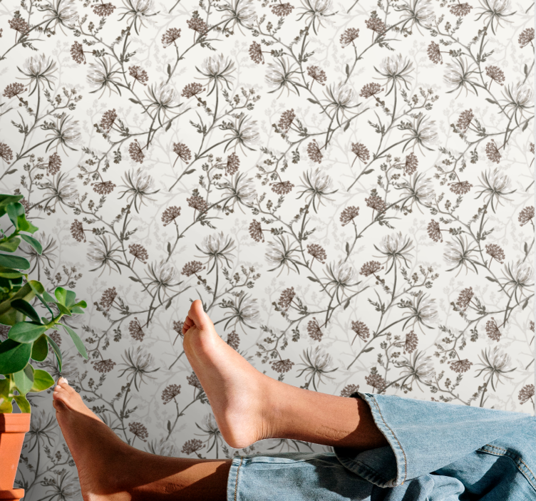 Botanische afdrukken bloemen behang - TenStickers