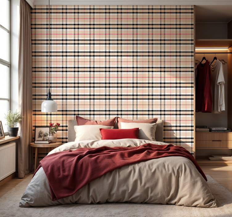 burberry tartan behangpapier hoofdslaapkamer - TenStickers