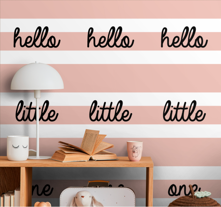 Hallo op beige strepen behang letters - TenStickers